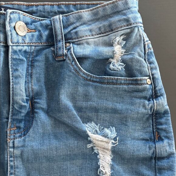 Wax Jean Light Blue Distressed Mini Skirt - Picture 6 of 7